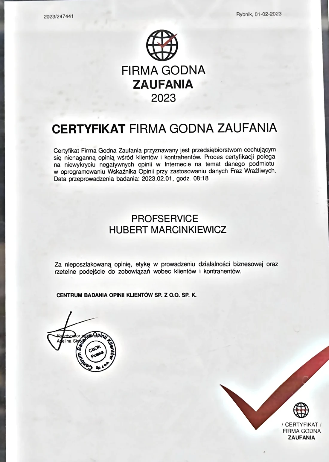 Firma Godna Zaufania 2023